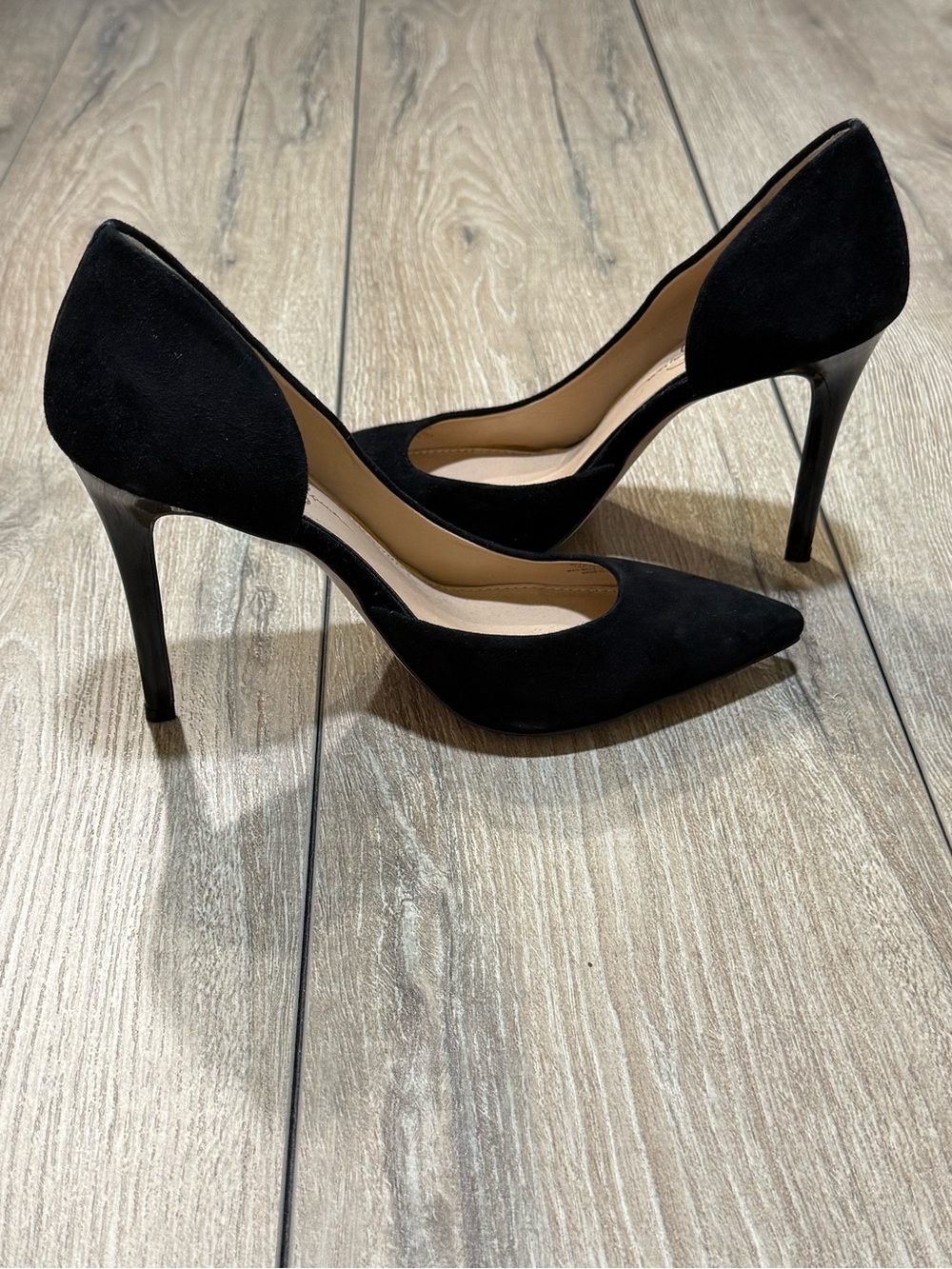 Jessica Simpson Black Suede Pointed Toe Pumps Stiletto Heels Claudette 8.5 - Picture 6 of 12